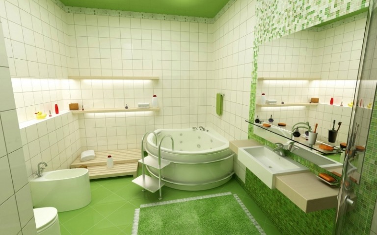 Välj gröna golv-kakel-badrum-golv