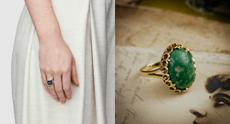 grön marmor trend smycken ring vintage minimalistisk