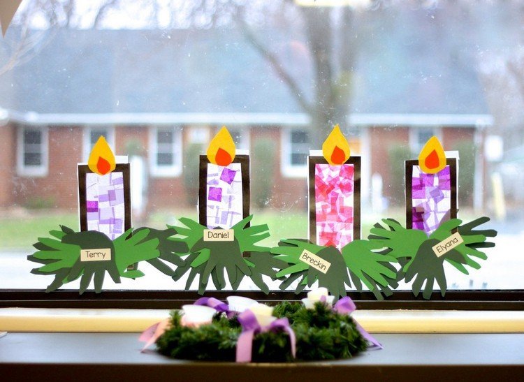 dekorera julfönster med barn adventskransfönsterbild