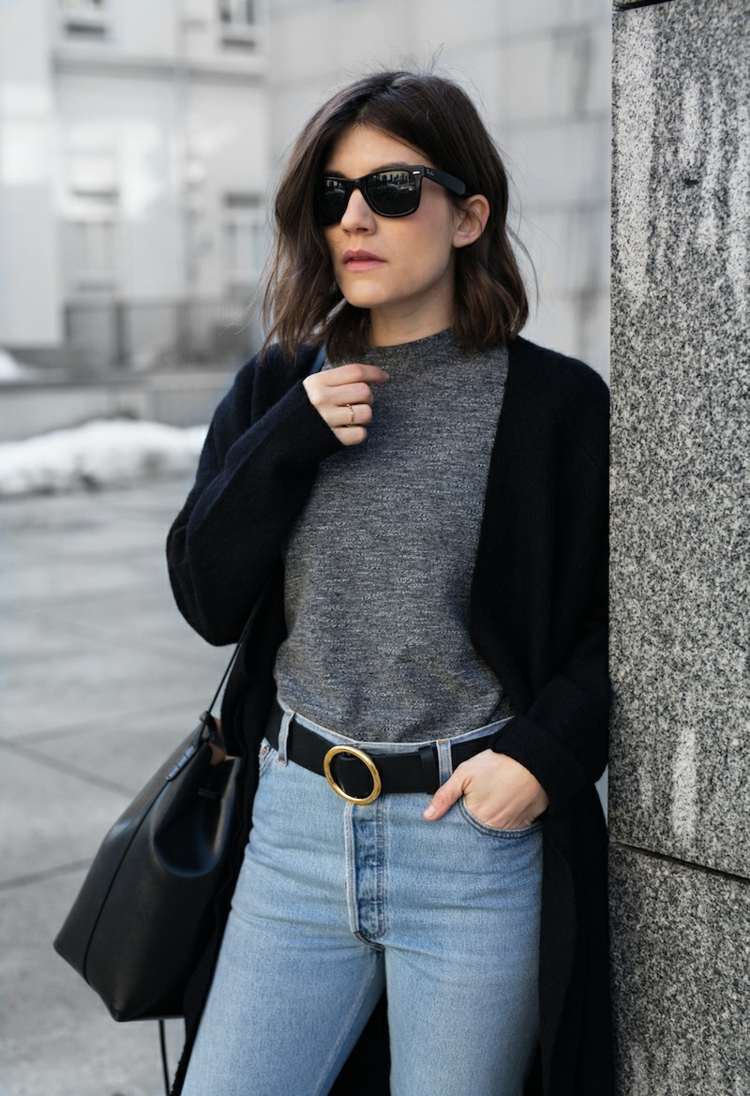 Mom Jeans Outfit Idéer Winter Oversized Cardigan Fashion Trends 2020