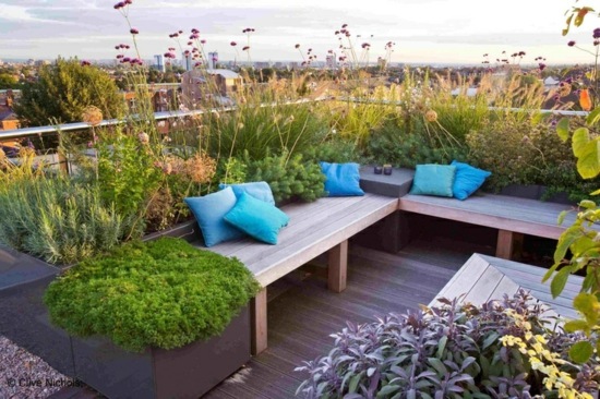 Gräs balkong modern design våren växter gräs