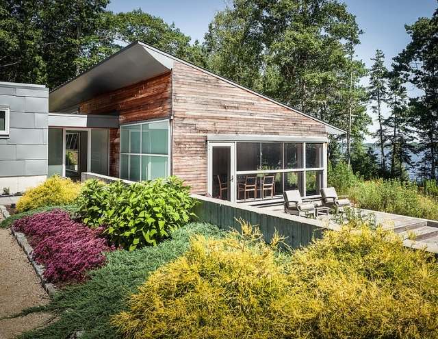 Trä väggbeklädnad-designer hus landskap-färger rabatter design