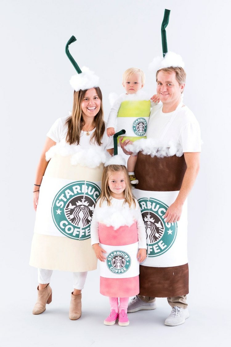 gruppdräkter-karneval-familj-starbucks-kaffemugg-förklädnad