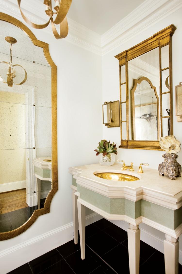 wc design gäster vitguld ädel spegel vintage stil handfat ben