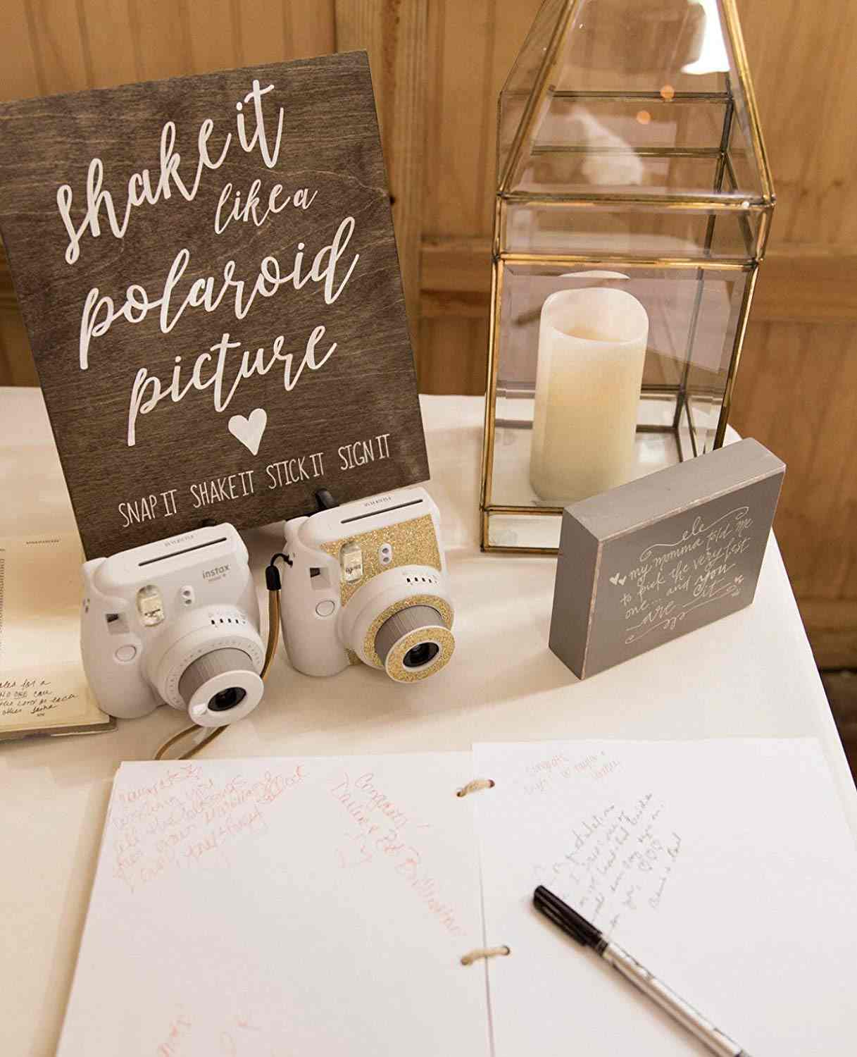 Gästbok bröllop alternativ Polaroid fotohörna gör dig själv ljusstake