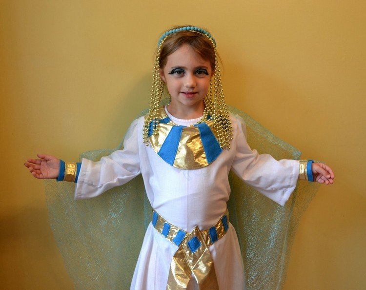 egyptisk dräkt barn cleopatra klänning kappa smycken