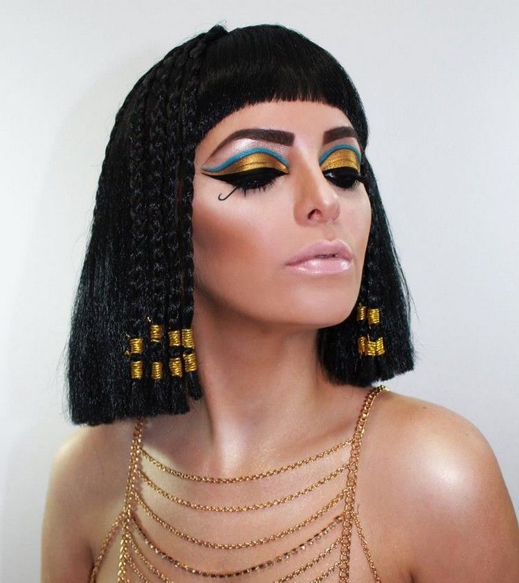 cleopatra kostym damer peruk smink