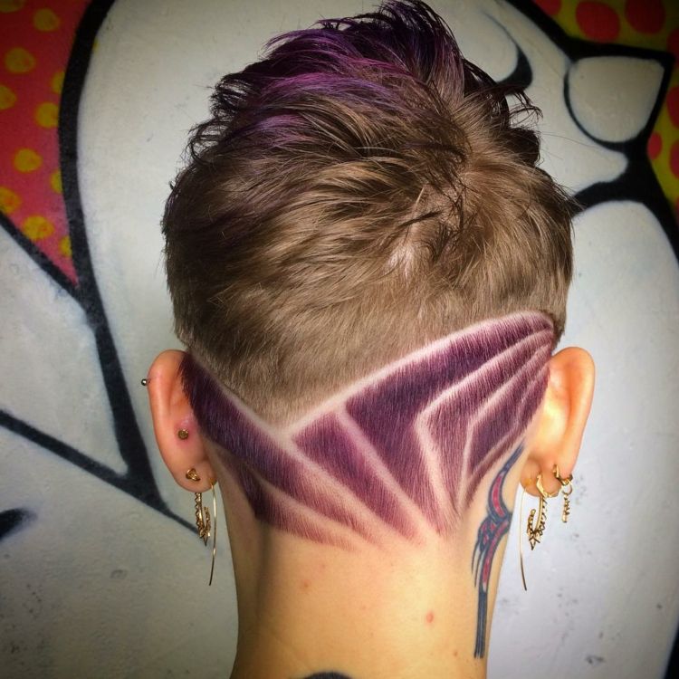 hår tatuering färg lila linjer ljus hår