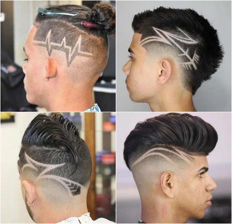 män frisyrer tribal hår design sidor trimmade kort långt topphår