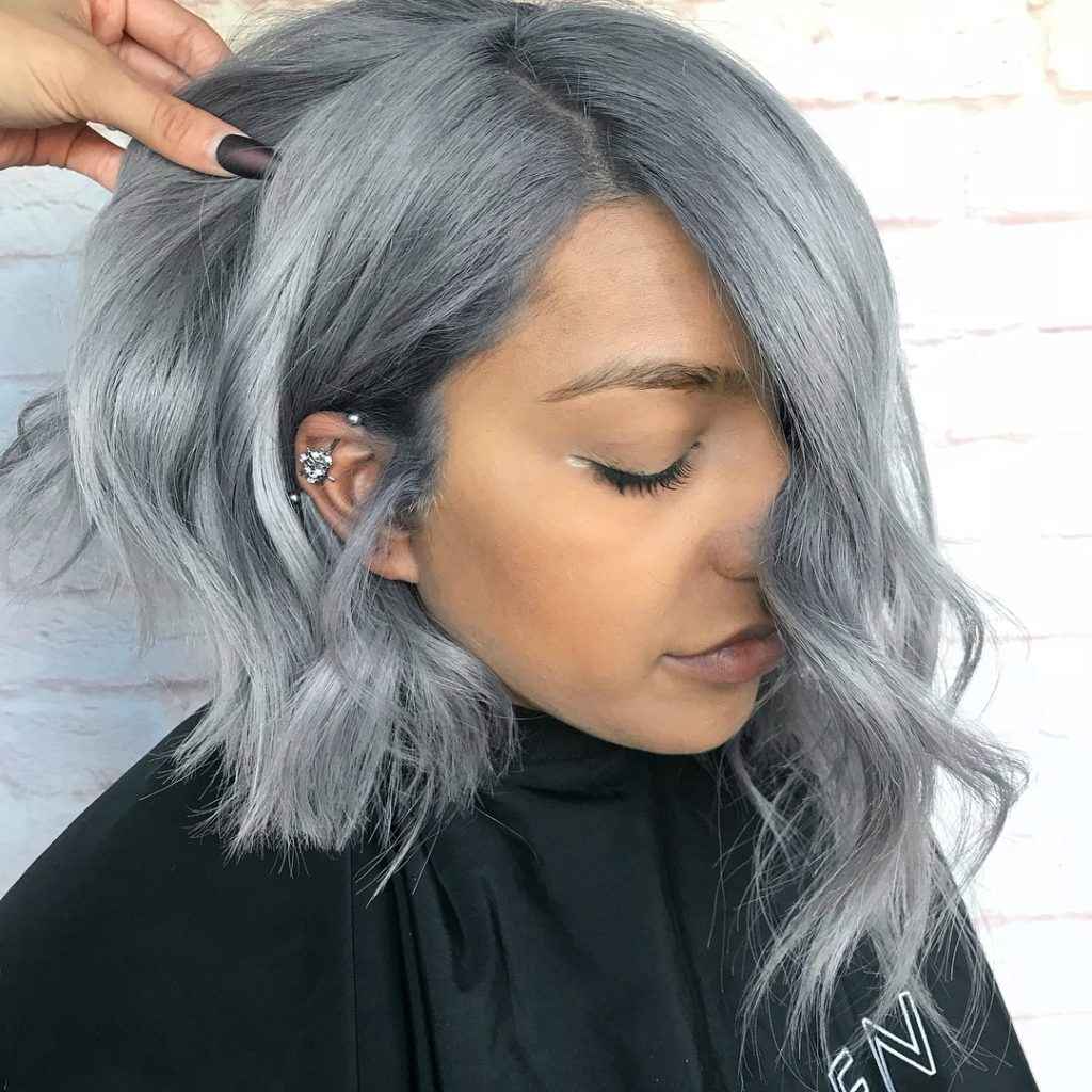Färg hårfärg grå lång bob stil frisyr Gör lockar själv med plattång
