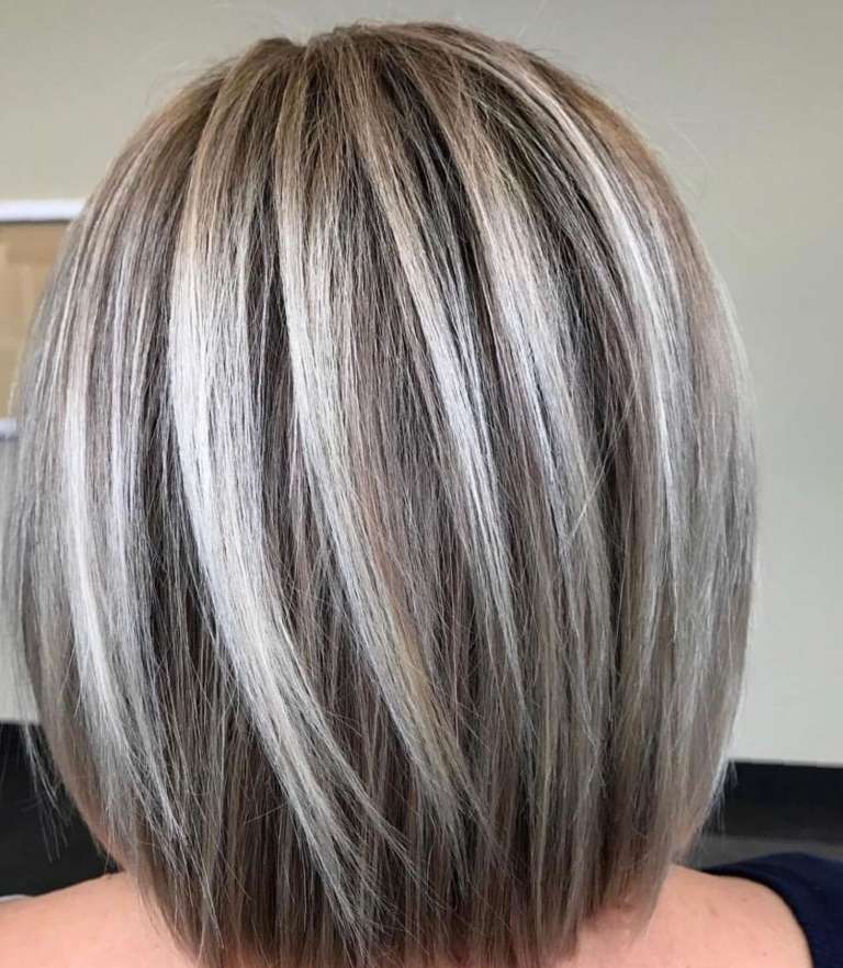 grå strängar färg långa bob frisyr frisyr trender