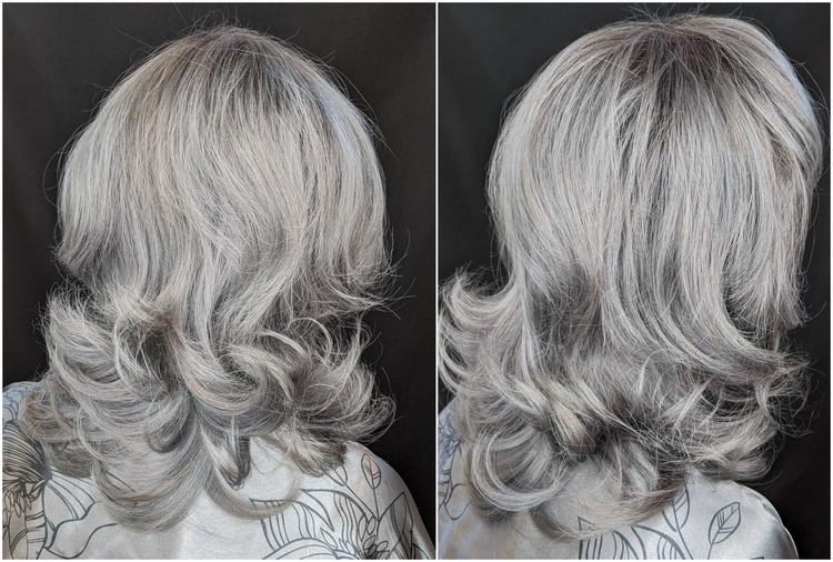 medellångt hår för kvinnor över 50 år med metallisk glans