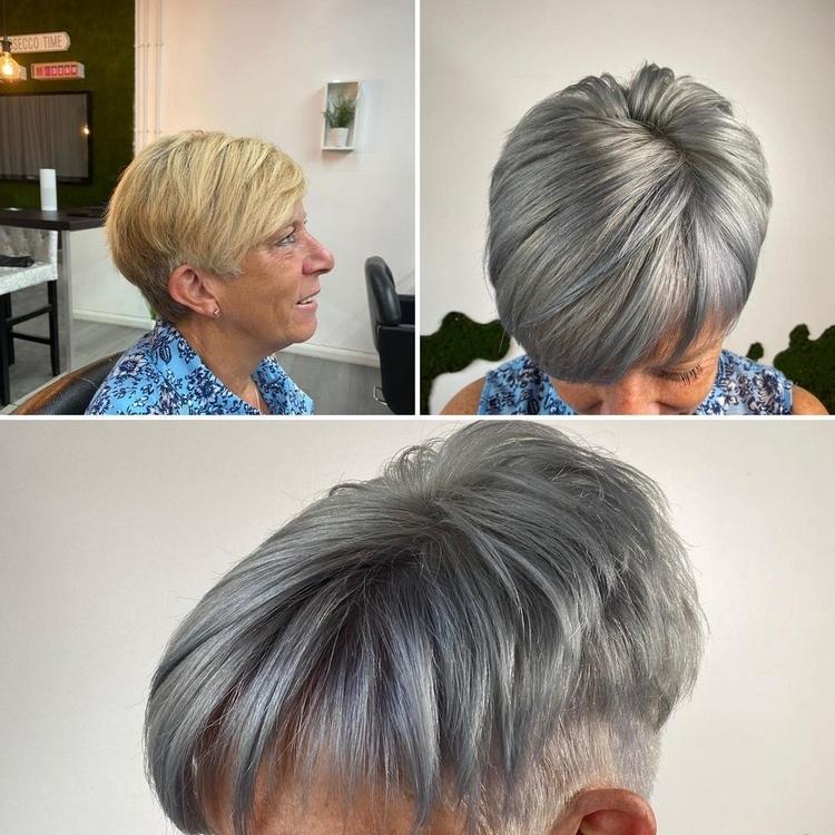 stålgrå som en trendig hårfärg för äldre kvinnor