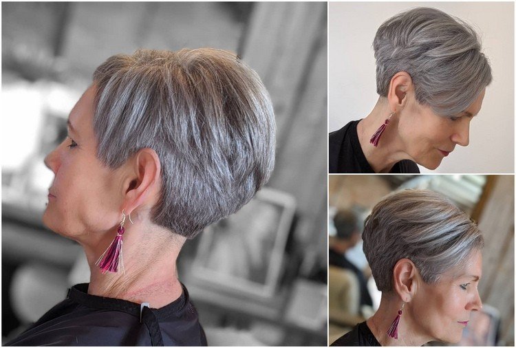 kort frisyr för kvinnor över 50 år i stålgrått