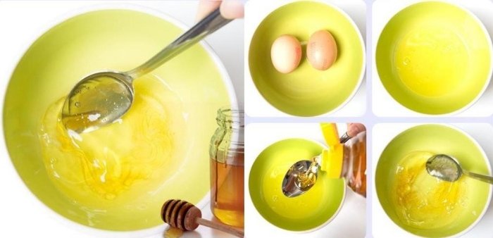 Hårbehandling-mot-kluvna ändar-gör-det-själv-honung-ägg