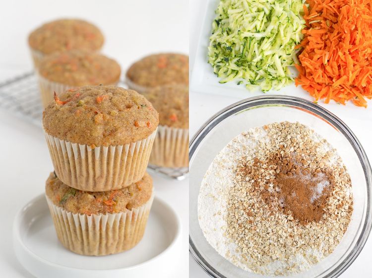 Förbered rejäla muffins för småbarn med morötter och zucchini och havreflingor
