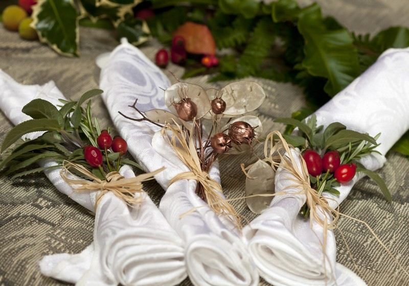 Rose hip deco servettringar idéer guldfärg