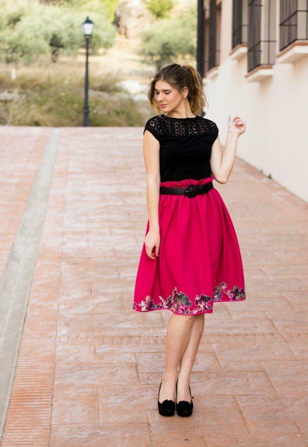 kjol rosa topp svart dammode