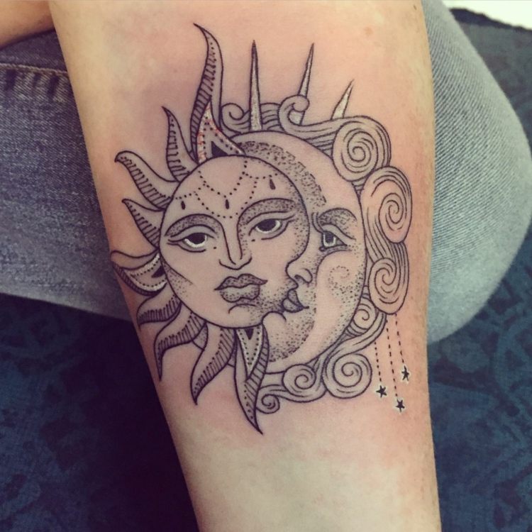 Crescent sun tattoo mandala tattoo motiv meaning