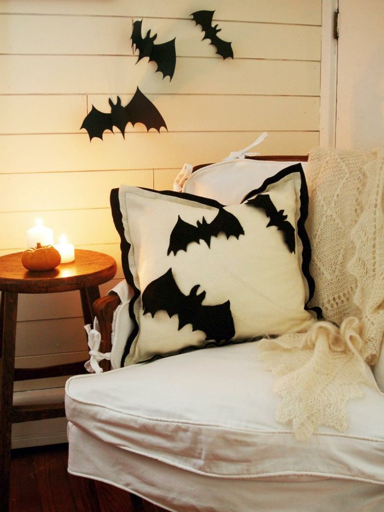 halloween dekoration kudde sy fladdermöss tyg idé