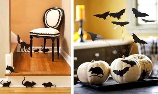 Halloween dekorationer silhuetter kattmus ras vägg gräns