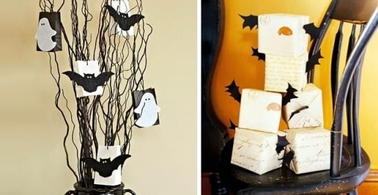 Trick or treat säger påsar för Halloween hantverk idéer - spöken svarta katter