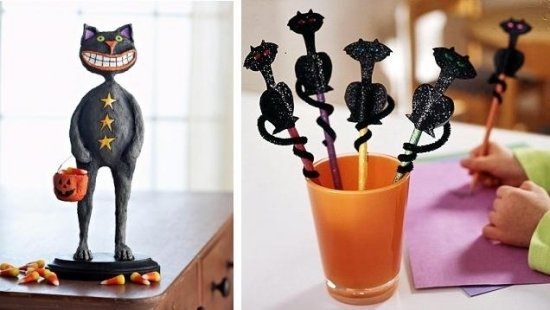 Papier Mache Cat Figur-Grinning Pencil Topper