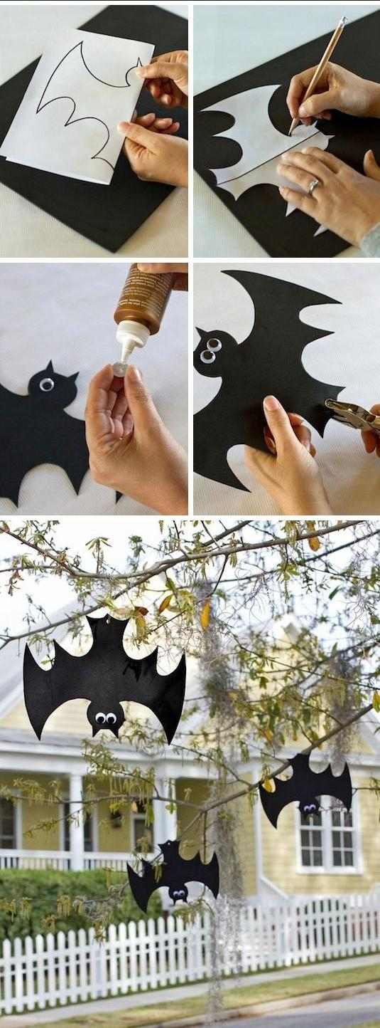 diy-halloween-dekoration-instruktioner-fladdermöss-trädgårdsträd