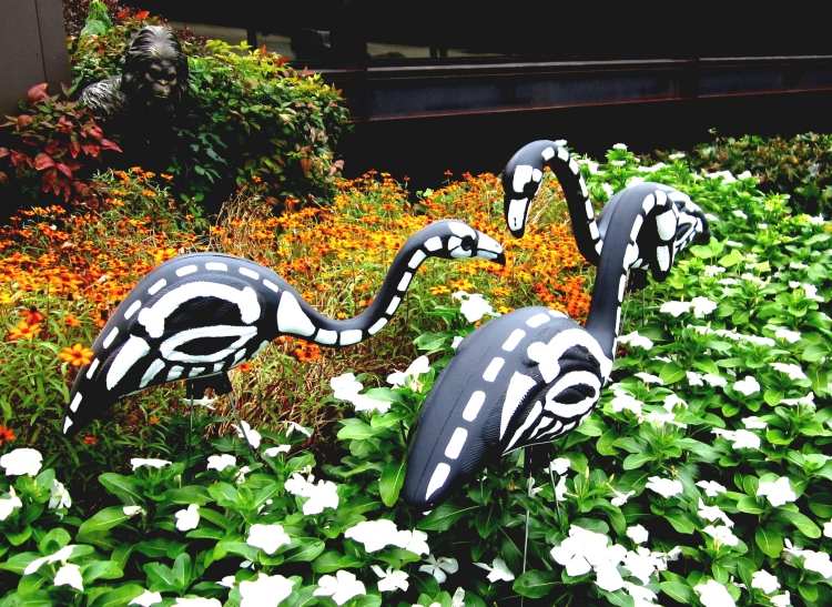 Tinker Halloween dekoration -flamingos-trädgård dekoration-trädgård-svart-vit-rolig-kreativ