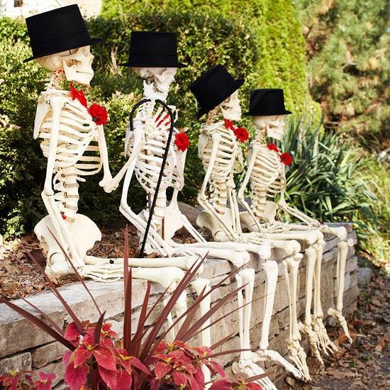 Skelett skrämmande figurer Halloween-dekorera utomhus montera skelett
