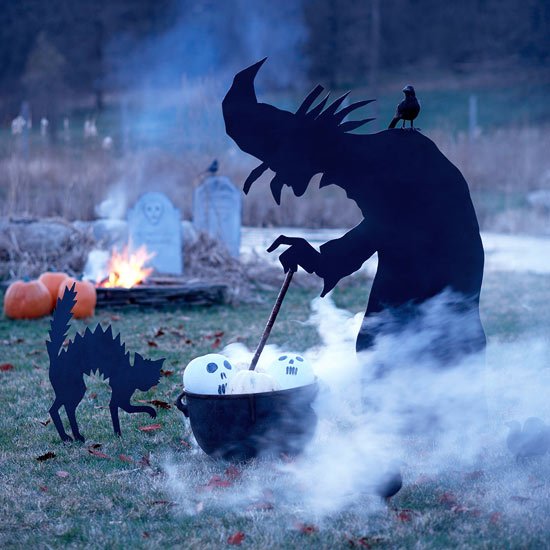Häxa katt dimma maskin-Gartdendeko-höst Halloween smycken