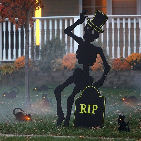 Figurer i naturlig storlek disposition-trädgård dekoration Halloween-gör-det-själv hantverk-skelett gravsten