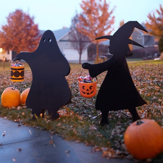 Trädgårdsdekoration spökhäxfigur silhuett Halloween hantverksidé