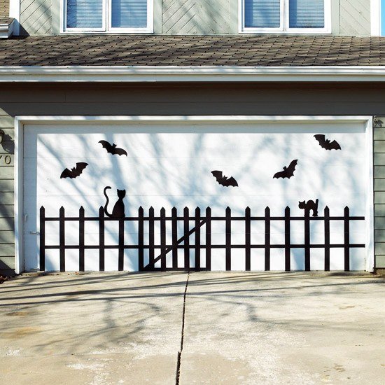 Trädgård garageport dekoration självhäftande väggklistermärke Halloween svart katt