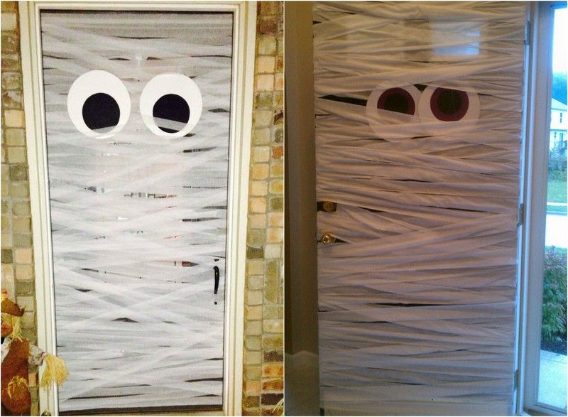 halloween-dörr-dekoration-idéer-mamma-gasväv-bandage