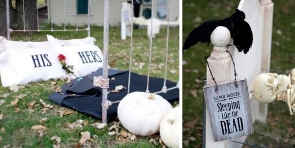 Idéer för dekoration av kyrkogårdsstämning Halloween på gårdsplanen till gör-det-själv-pumpor Raven
