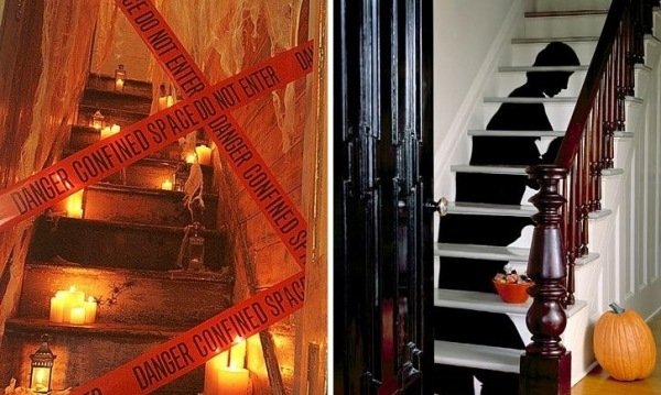 halloween dekoration trappor hem försiktighet tejp silhuett