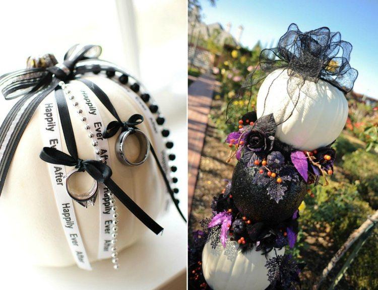 halloween bröllop vita-pumpor-ring-kudde-stativ-svart-glitter