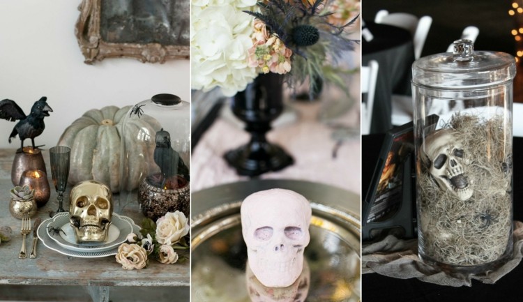 halloween-bröllop-dekoration-idéer-skalle-skalle-bord-dekorationer