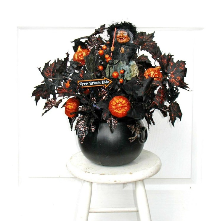 halloween-bröllop-bukett-kittel-svart-orange-pumpor