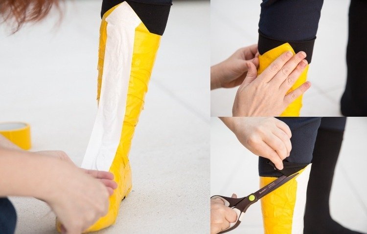 halloween-förklädnad-män-gör-själv-superhjälte-skor-tejp-diy-strumpor