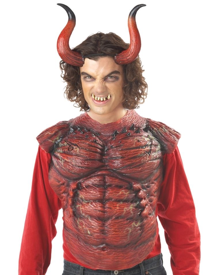halloween-förklädnad-män-gör-det-själv-pantomime-artist-svart-vit.jpg-djävulen-röd-hoerner-tänder-läskiga