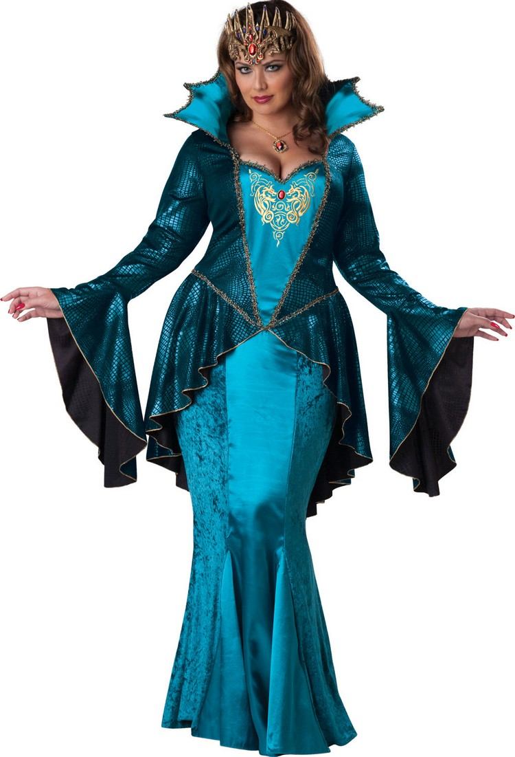 Halloween-kostymer-damer-onda-drottning-medeltida-blå-plus-storlek