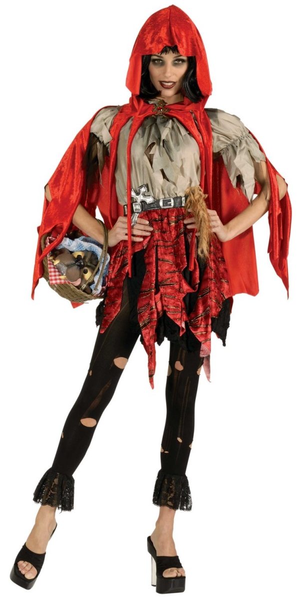 zombie-liten rödhuv kostym-damer-smink-halloween-idéer
