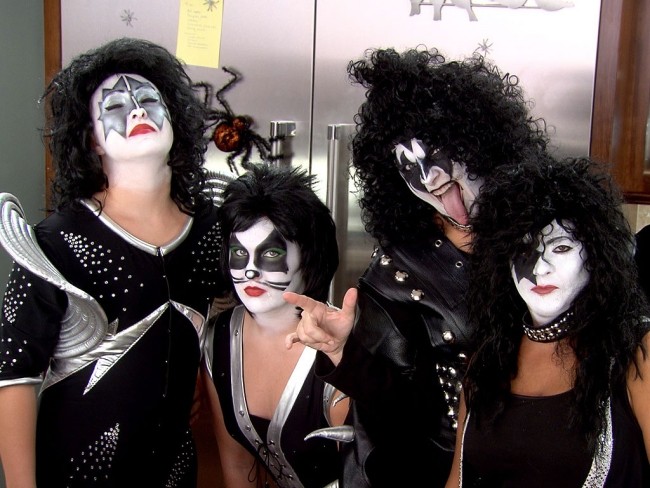kiss rock band makeup kvinnor vita svarta peruker