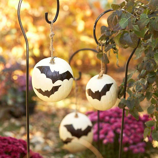 Halloween dekoration mini pumpor måla svarta fladdermöss markörer