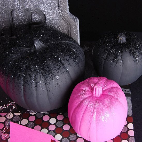 Måla Halloween pumpor matt svart rosa