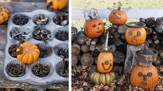 Maskinelement som dekorerar på Halloween-pumpor inomhus-utomhus