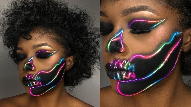 Använd Halloween-make-up-glitter i UV-färg på diskoteket