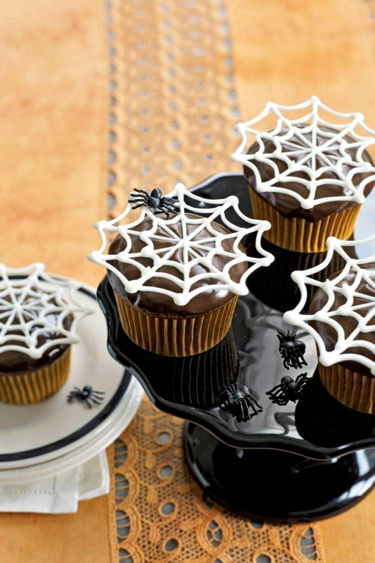 halloween söt spindelnät choklad muffins dekor
